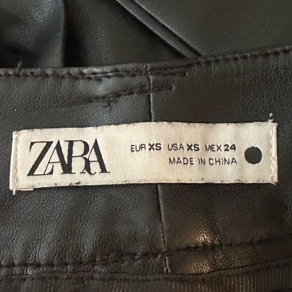 Zara Francoise Trouser Pants Black Faux Leather Straight Leg Full Length - Picture 8 of 8